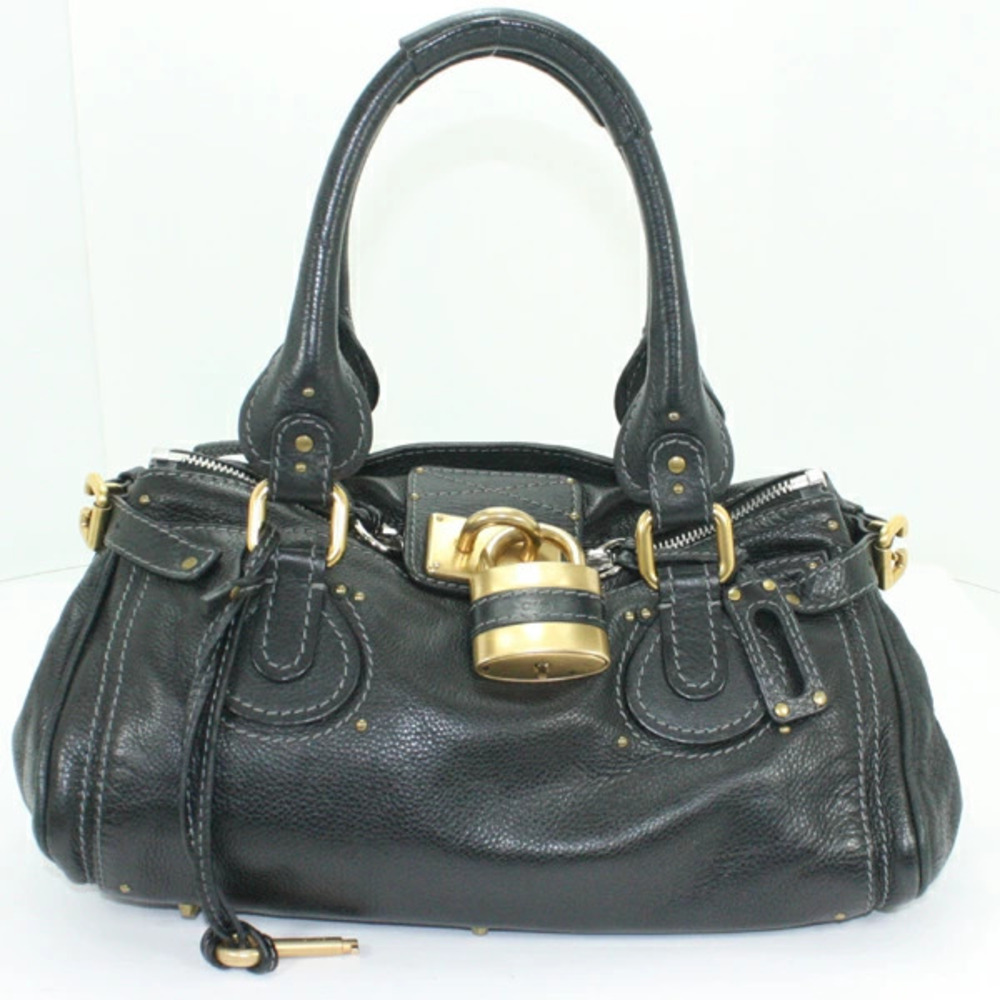 Chloe Paddington Tote Bag Black Leather Shoulder Handbag